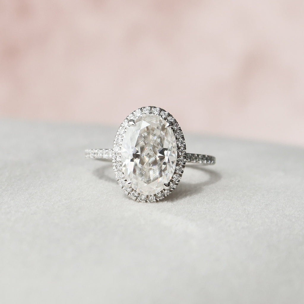 2.50 CT Oval Moissanite Halo Setting Engagement Ring