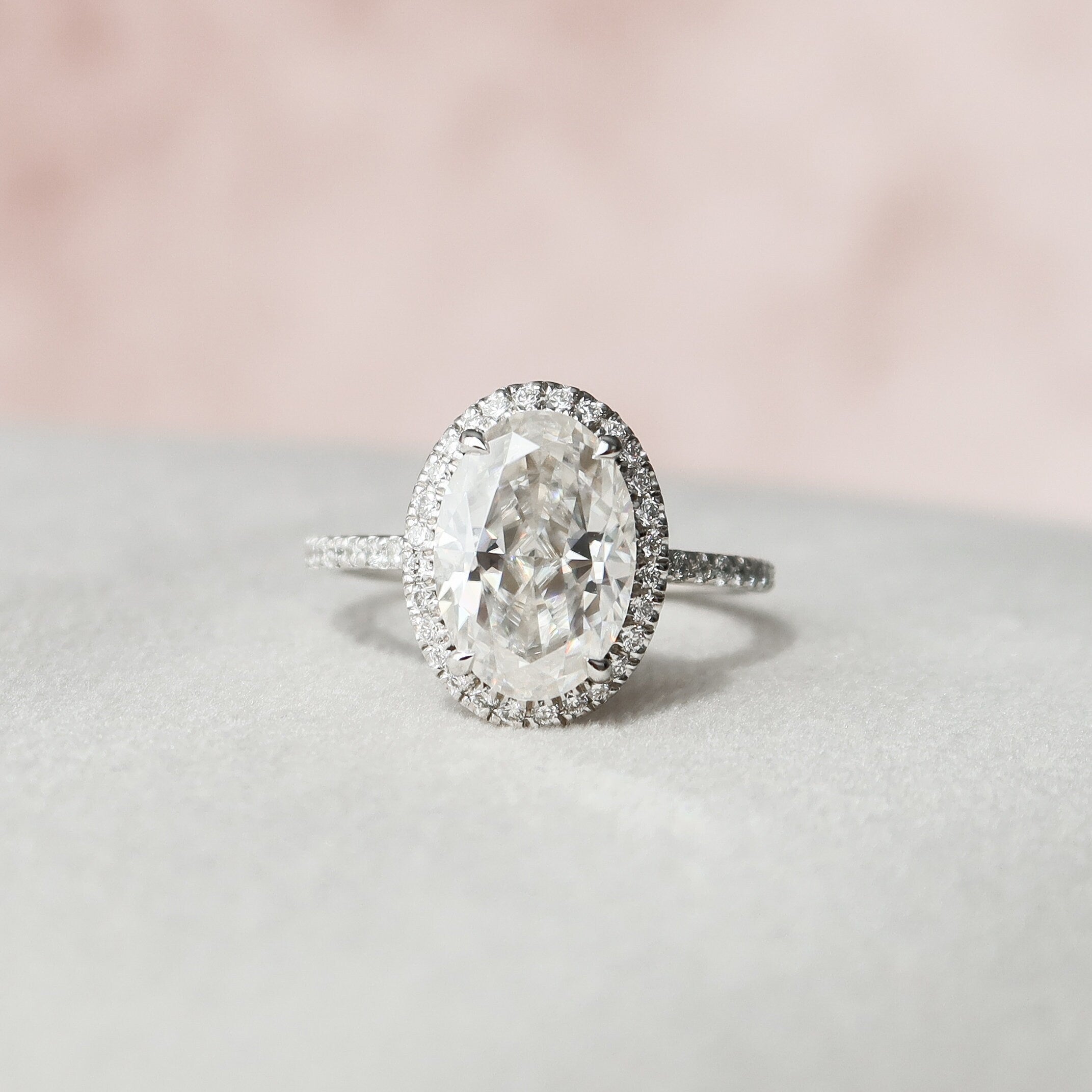 2.50 CT Oval Moissanite Halo Setting Engagement Ring