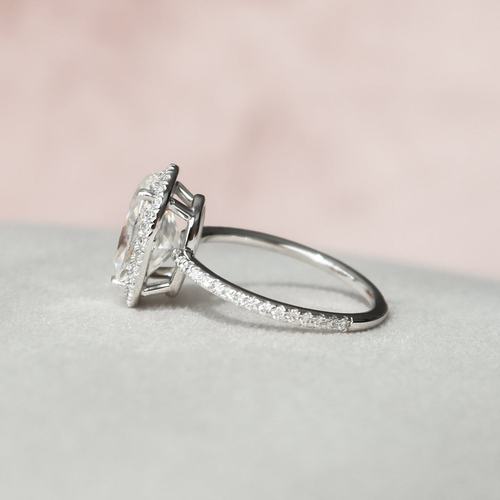 2.50 CT Oval Moissanite Halo Setting Engagement Ring
