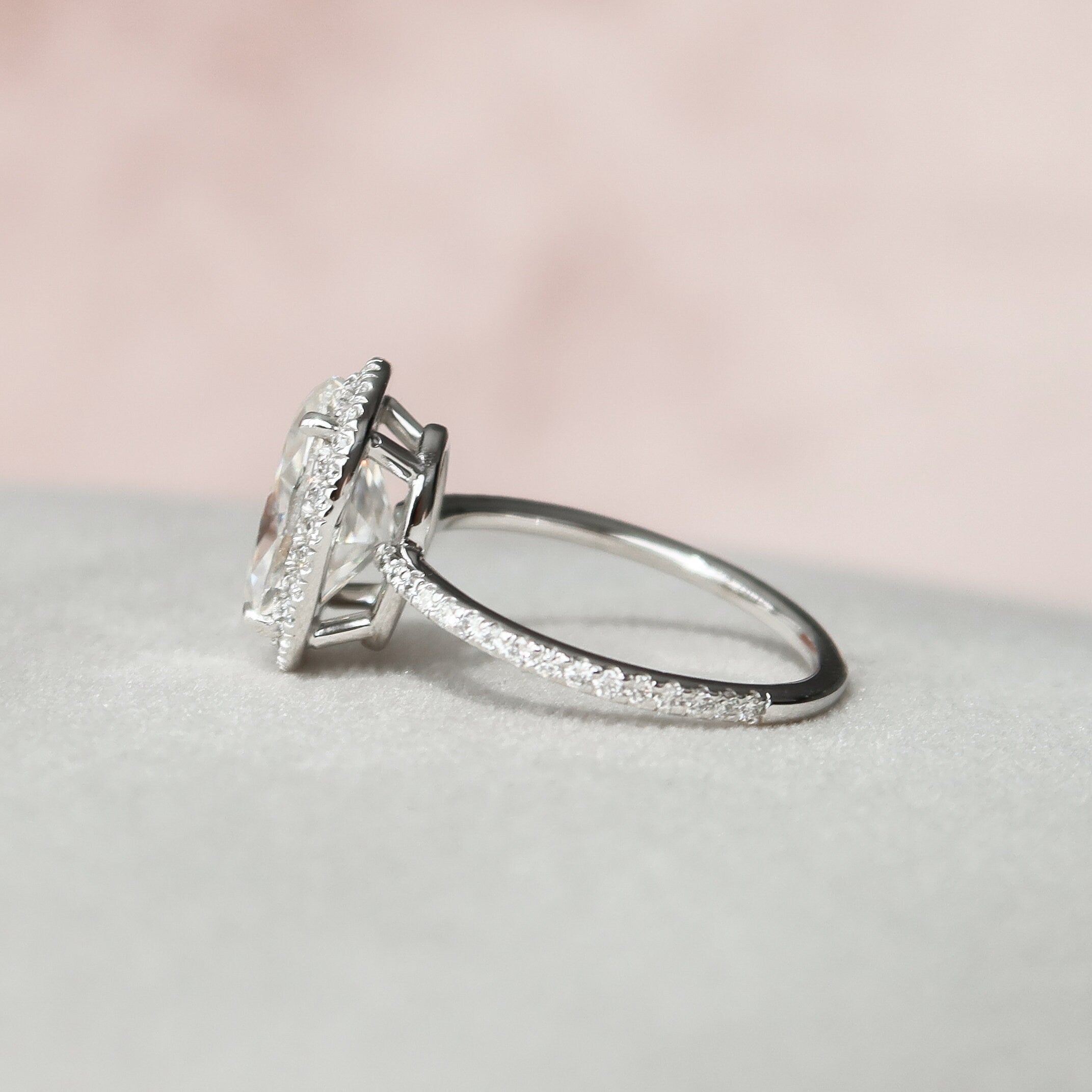 2.50 CT Oval Moissanite Halo Setting Engagement Ring