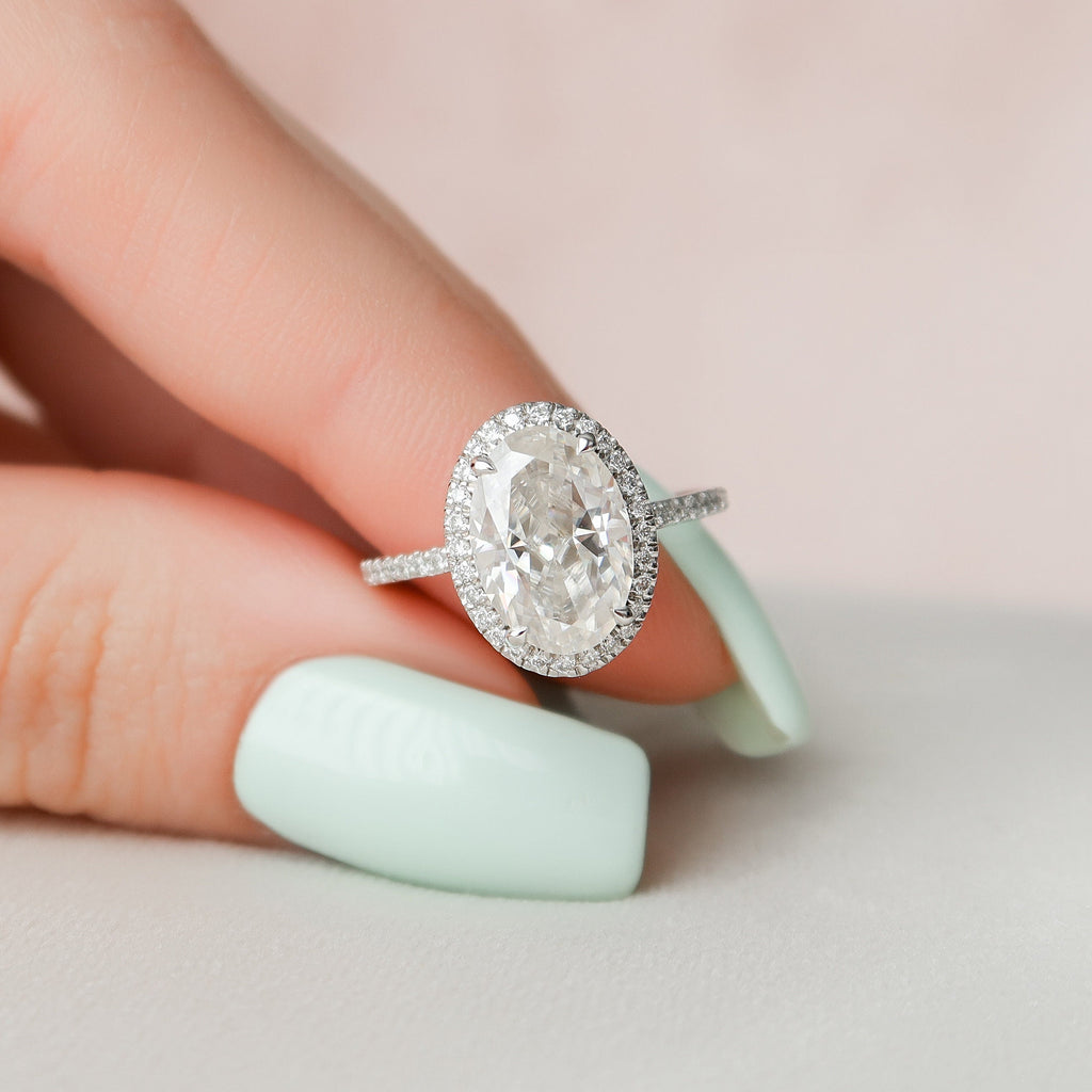 2.50 CT Oval Moissanite Halo Setting Engagement Ring