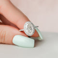 2.50 CT Oval Moissanite Halo Setting Engagement Ring