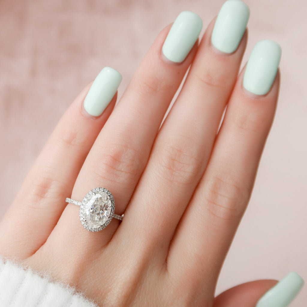 2.50 CT Oval Moissanite Halo Setting Engagement Ring