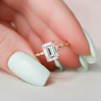 2.0 CT Emerald Moissanite Hidden Halo Engagement Ring