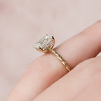 2.0 CT Emerald Moissanite Hidden Halo Engagement Ring