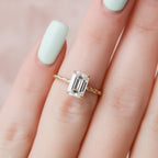 2.0 CT Emerald Moissanite Hidden Halo Engagement Ring