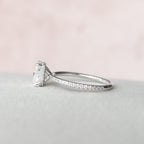 2.0 CT Elongated Cushion Cut Moissanite Hidden Halo & pave Engagement Ring