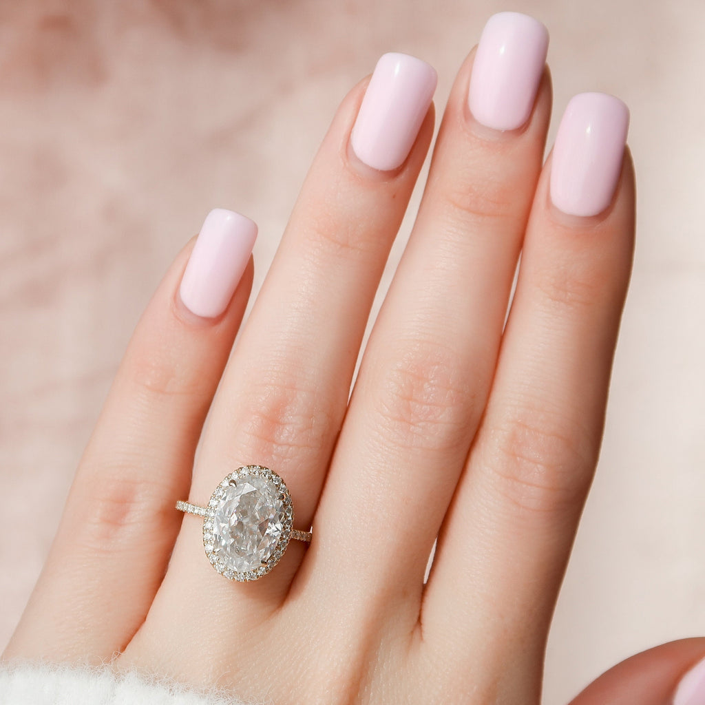 4.50 CT Oval Moissanite Halo Setting Engagement Ring
