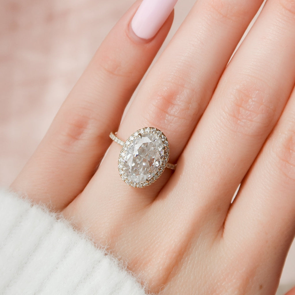 4.50 CT Oval Moissanite Halo Setting Engagement Ring