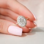 4.50 CT Oval Moissanite Halo Setting Engagement Ring