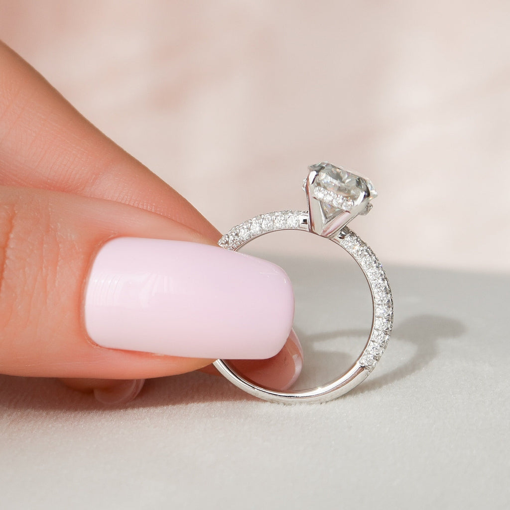 3.0 CT Oval Moissanite Pave Setting Engagement Ring