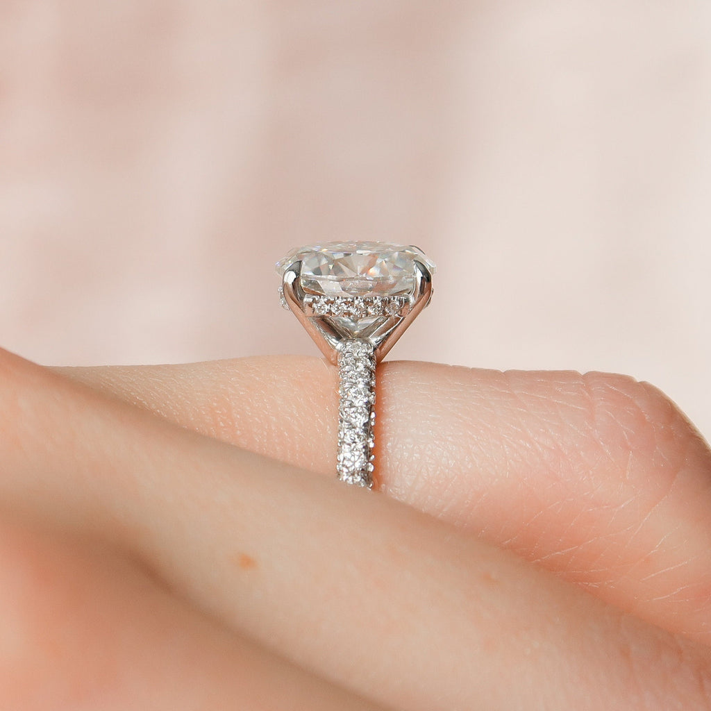 3.0 CT Oval Moissanite Pave Setting Engagement Ring