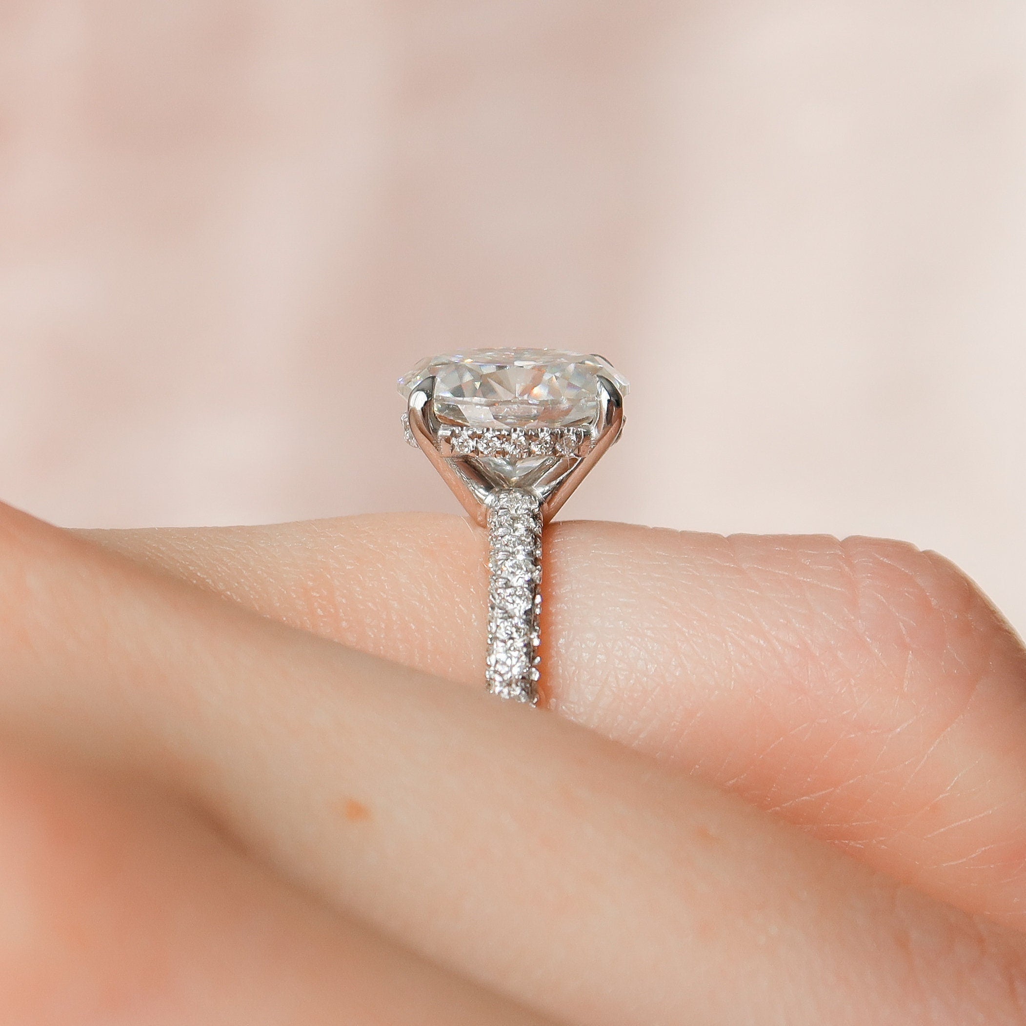 3.0 CT Oval Moissanite Pave Setting Engagement Ring