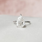 3.0 CT Pear Moissanite Hidden Halo Engagement Ring