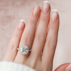4.0 CT Cushion Moissanite Halo Triple Pave Setting Engagement Ring