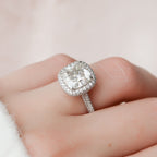 4.0 CT Cushion Moissanite Halo Triple Pave Setting Engagement Ring