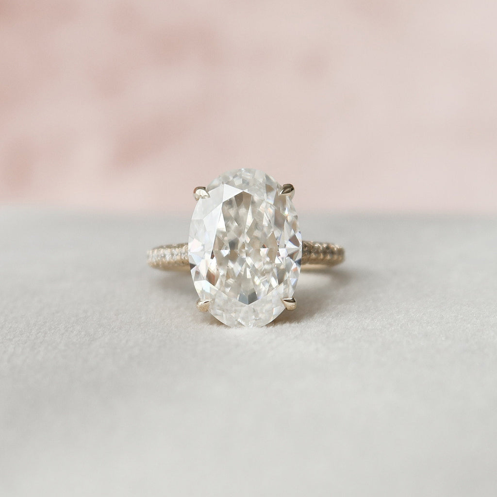 5.0 CT Oval Moissanite Pave Setting Engagement Ring