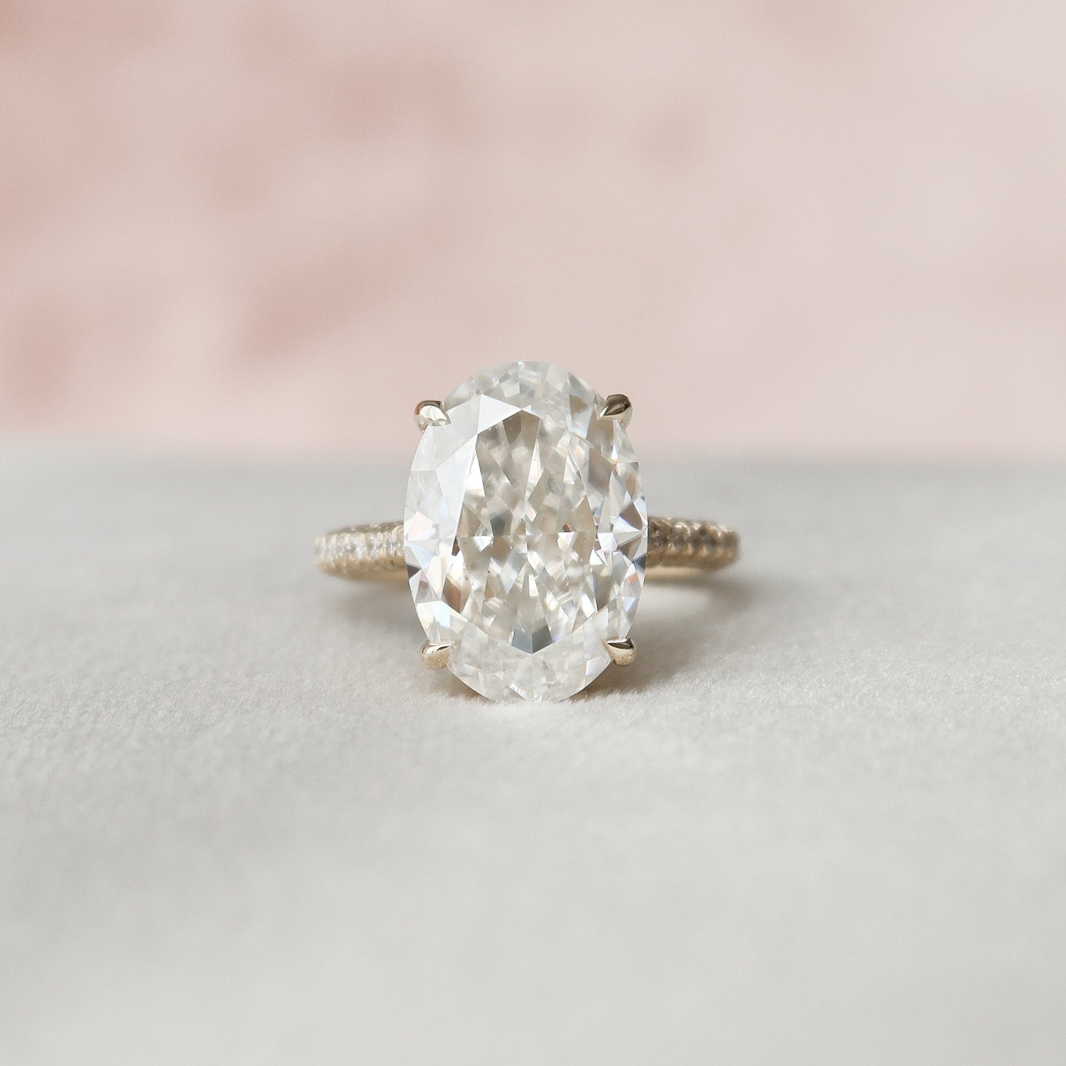 5.0 CT Oval Moissanite Pave Setting Engagement Ring