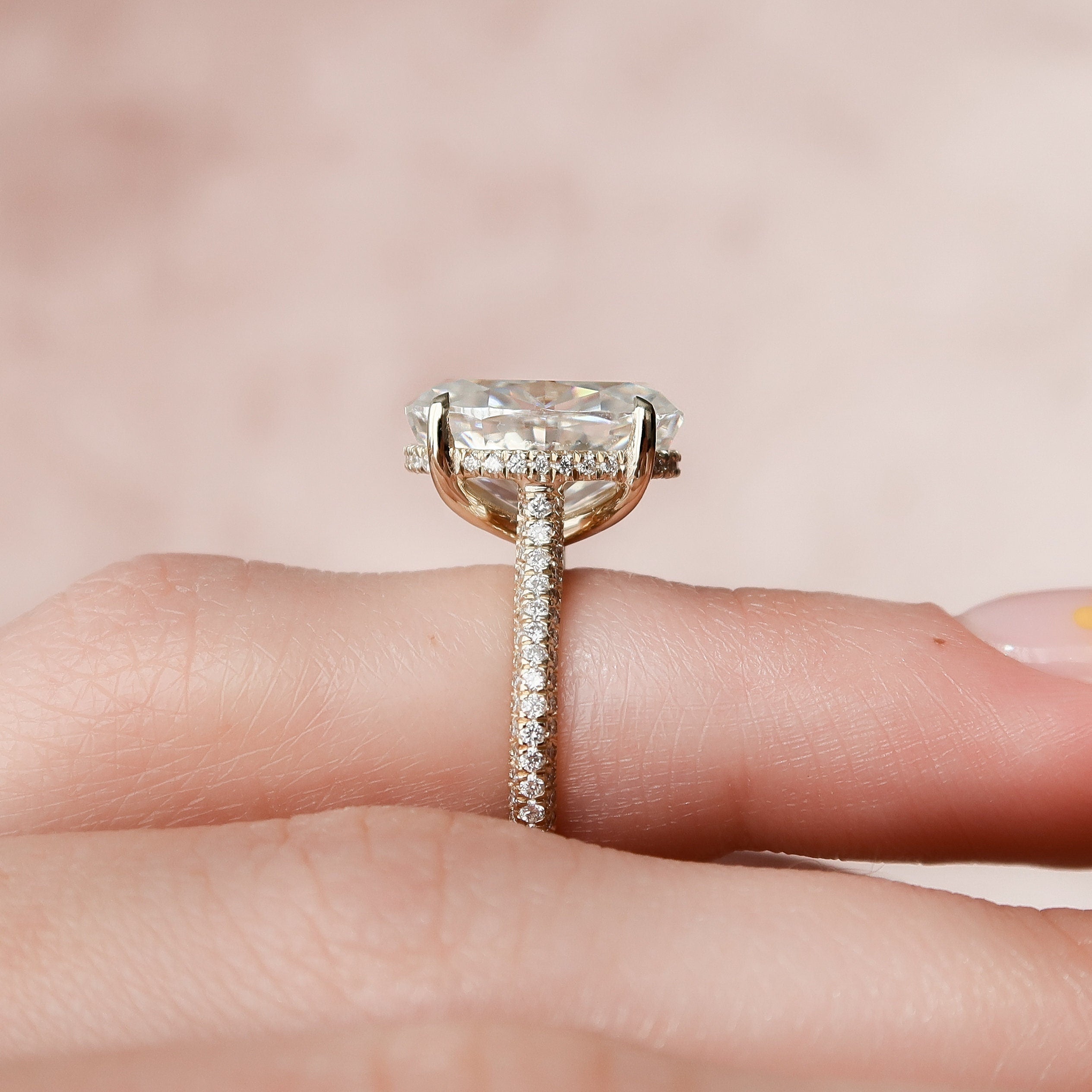 5.0 CT Oval Moissanite Pave Setting Engagement Ring