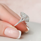 3.0 CT Pear Moissanite Halo Style Engagement Ring