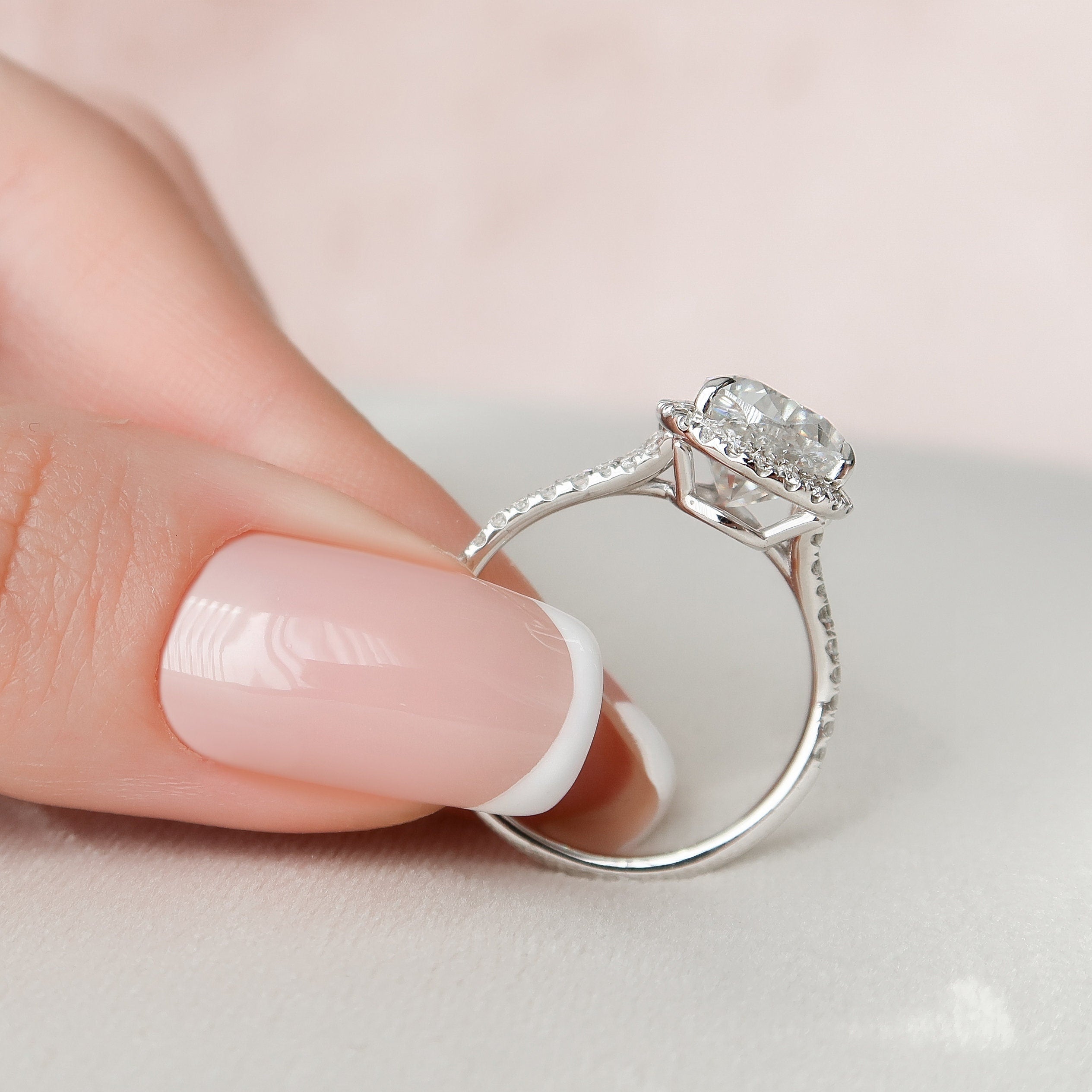 3.0 CT Pear Moissanite Halo Style Engagement Ring