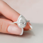 3.0 CT Pear Moissanite Halo Style Engagement Ring