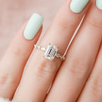 2.0 CT Emerald Moissanite Pave Setting Engagement Ring