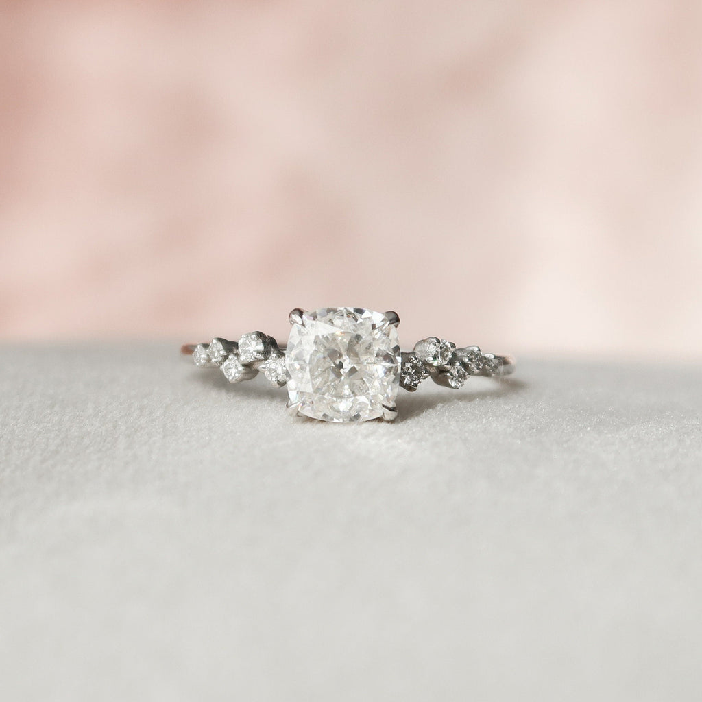 1.50 - 3.50 CT Cushion Cut Moissanite Cluster Engagement Ring
