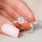 1.50 - 3.50 CT Cushion Cut Moissanite Cluster Engagement Ring