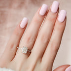 2.50 CT Elongated Cushion Moissanite Pave Engagement Ring
