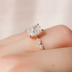 2.50 CT Elongated Cushion Moissanite Pave Engagement Ring