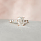 2.50 CT Elongated Cushion Moissanite Pave Engagement Ring