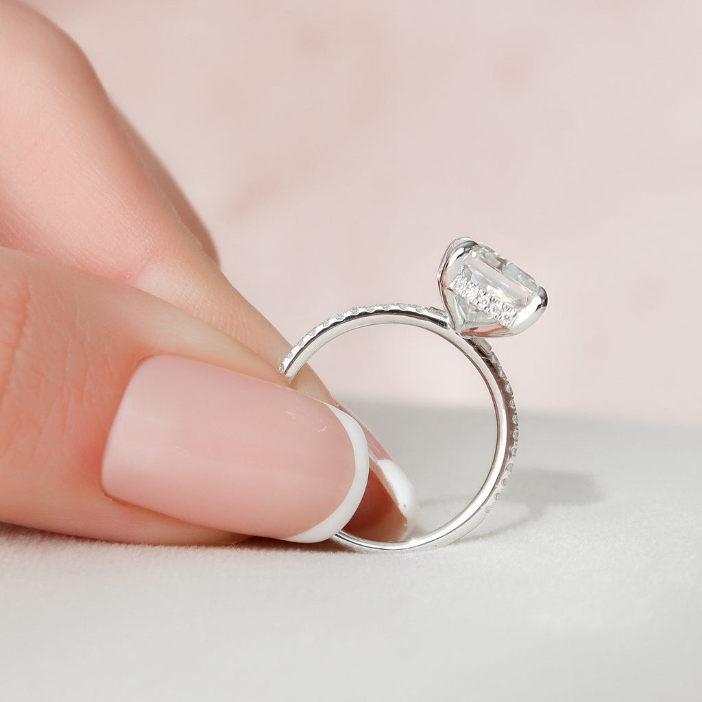 4.50 СT Radiant Moissanite Pave Setting Engagement Ring