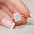 4.50 СT Radiant Moissanite Pave Setting Engagement Ring