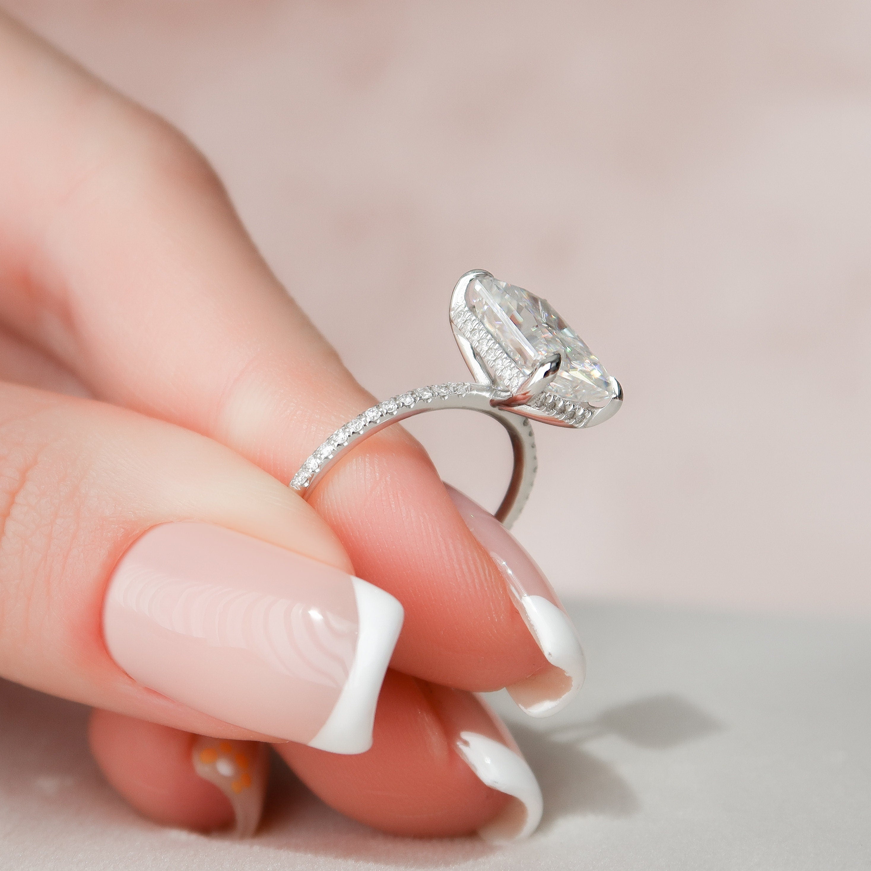 4.50 СT Radiant Moissanite Pave Setting Engagement Ring