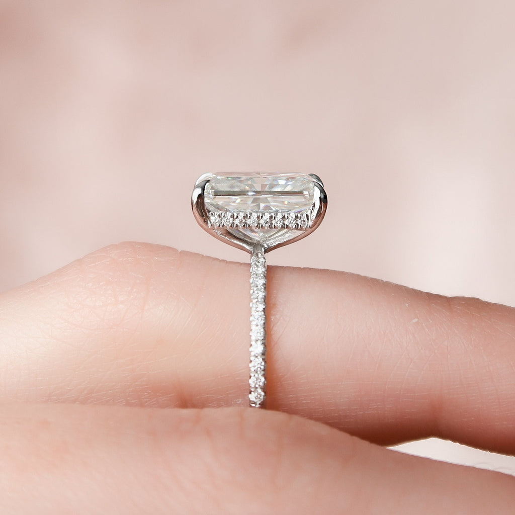 4.50 СT Radiant Moissanite Pave Setting Engagement Ring