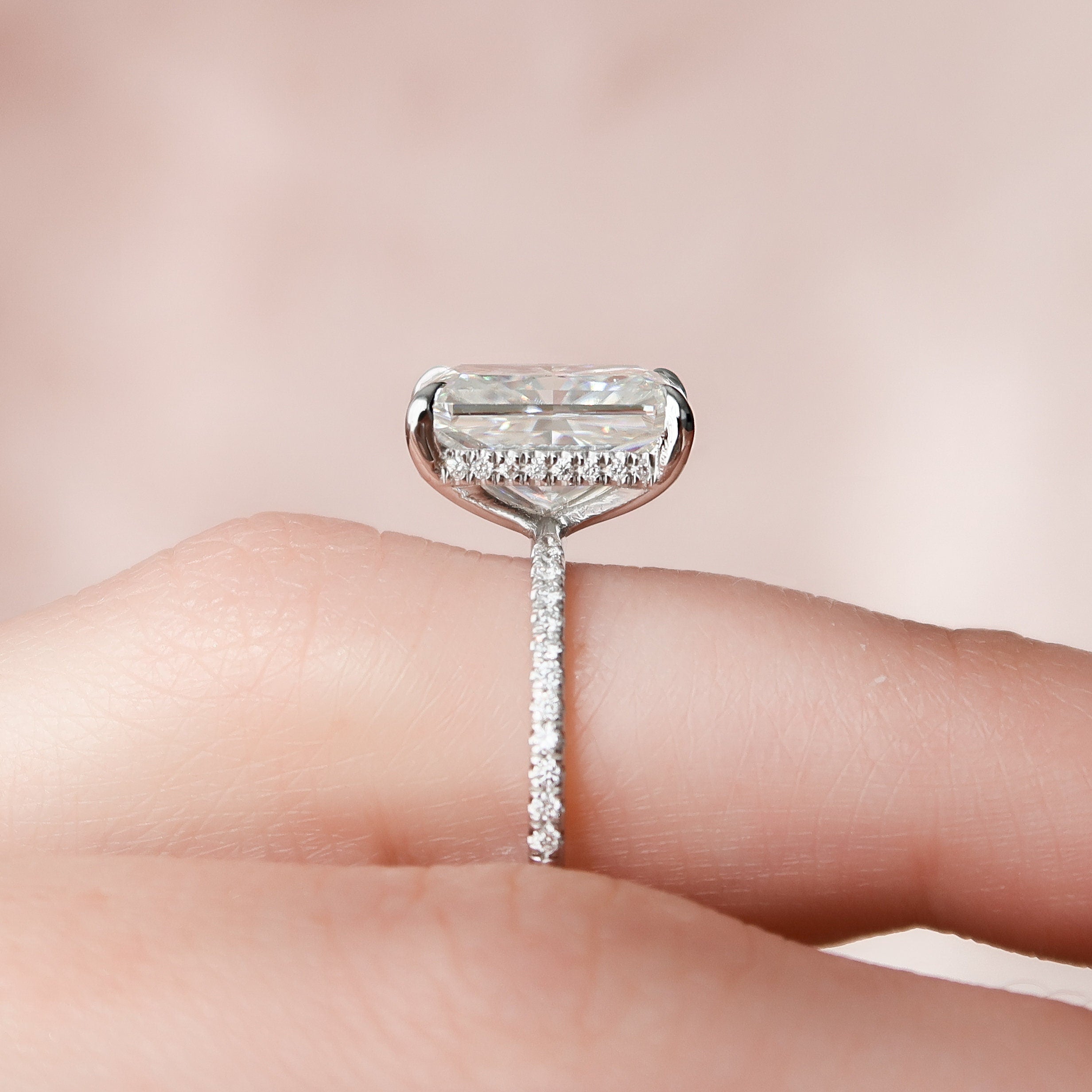 4.50 СT Radiant Moissanite Pave Setting Engagement Ring