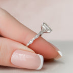 2.50 CT Elongated Cushion Moissanite milgrain Setting Engagement Ring