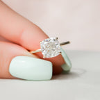 3.50 CT Cushion Moissanite Hidden Halo Engagement Ring