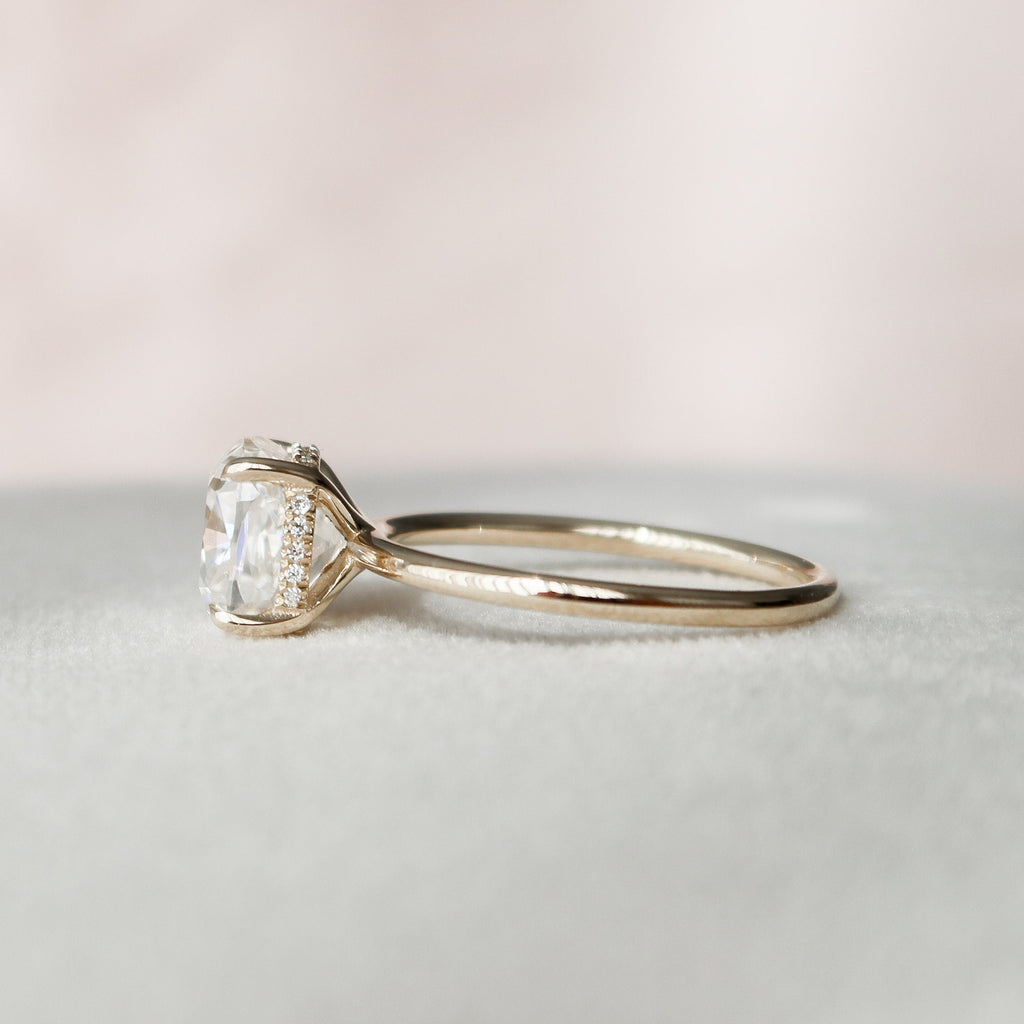 3.50 CT Cushion Moissanite Hidden Halo Engagement Ring