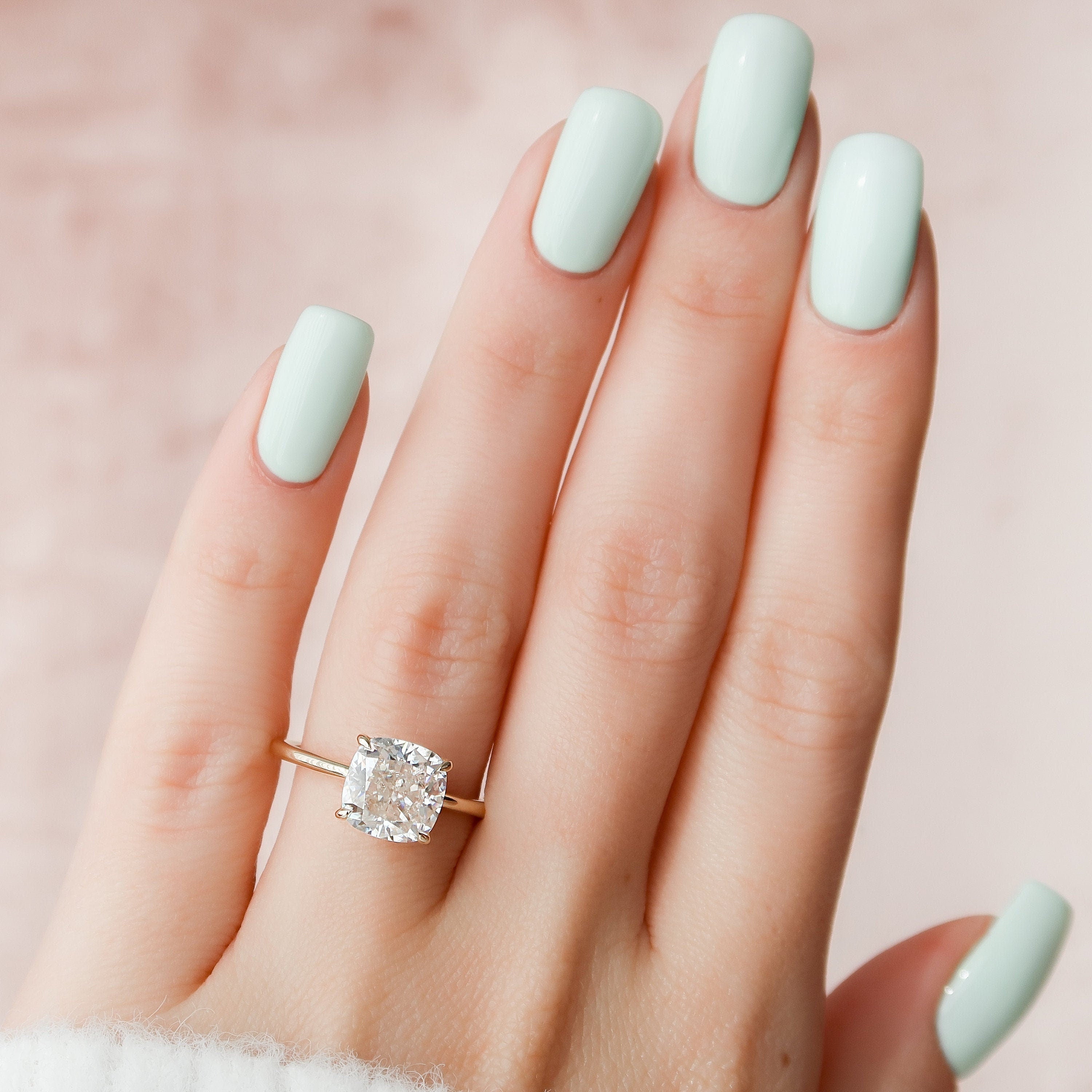 3.50 CT Cushion Moissanite Hidden Halo Engagement Ring Secondary image