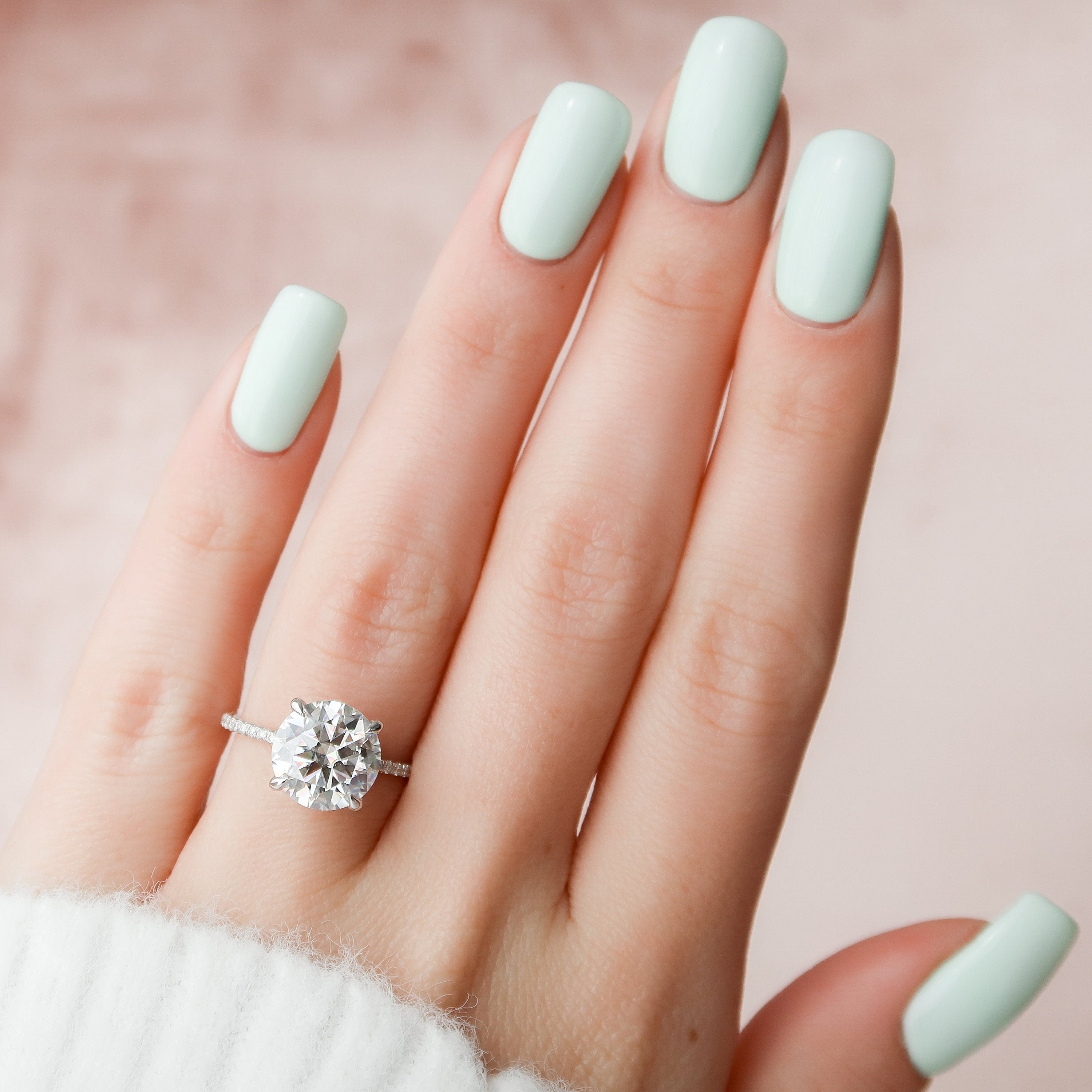 3.50 CT Round Moissanite Pave Setting Engagement Ring