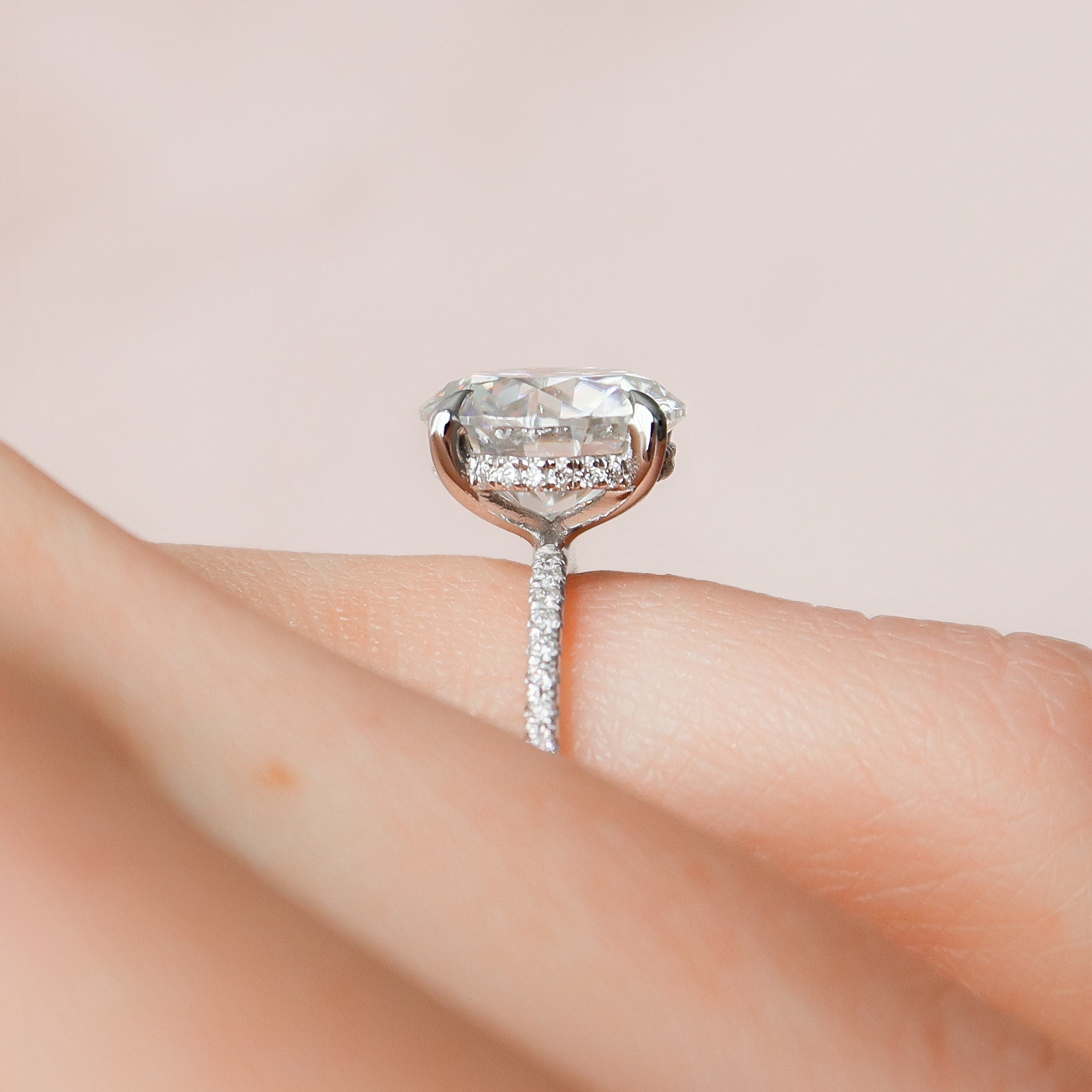 3.50 CT Round Moissanite Pave Setting Engagement Ring