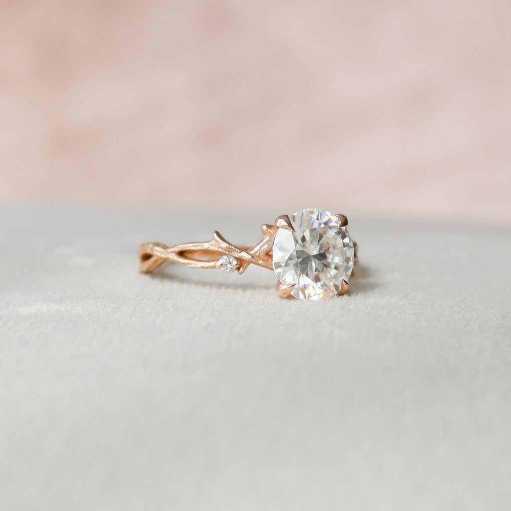 1.50 CT Round Cut Moissanite Nature Inspired Engagement Ring