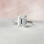 4.50 CT Emerald Moissanite Hidden Halo Setting Engagement Ring