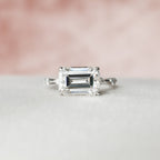 3.0 CT East-West Emerald Moissanite Dainty Style Engagement Ring