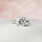 4.0 CT Cushion Moissanite Hidden Halo Setting Engagement Ring