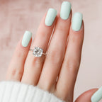 4.0 CT Cushion Moissanite Hidden Halo Setting Engagement Ring
