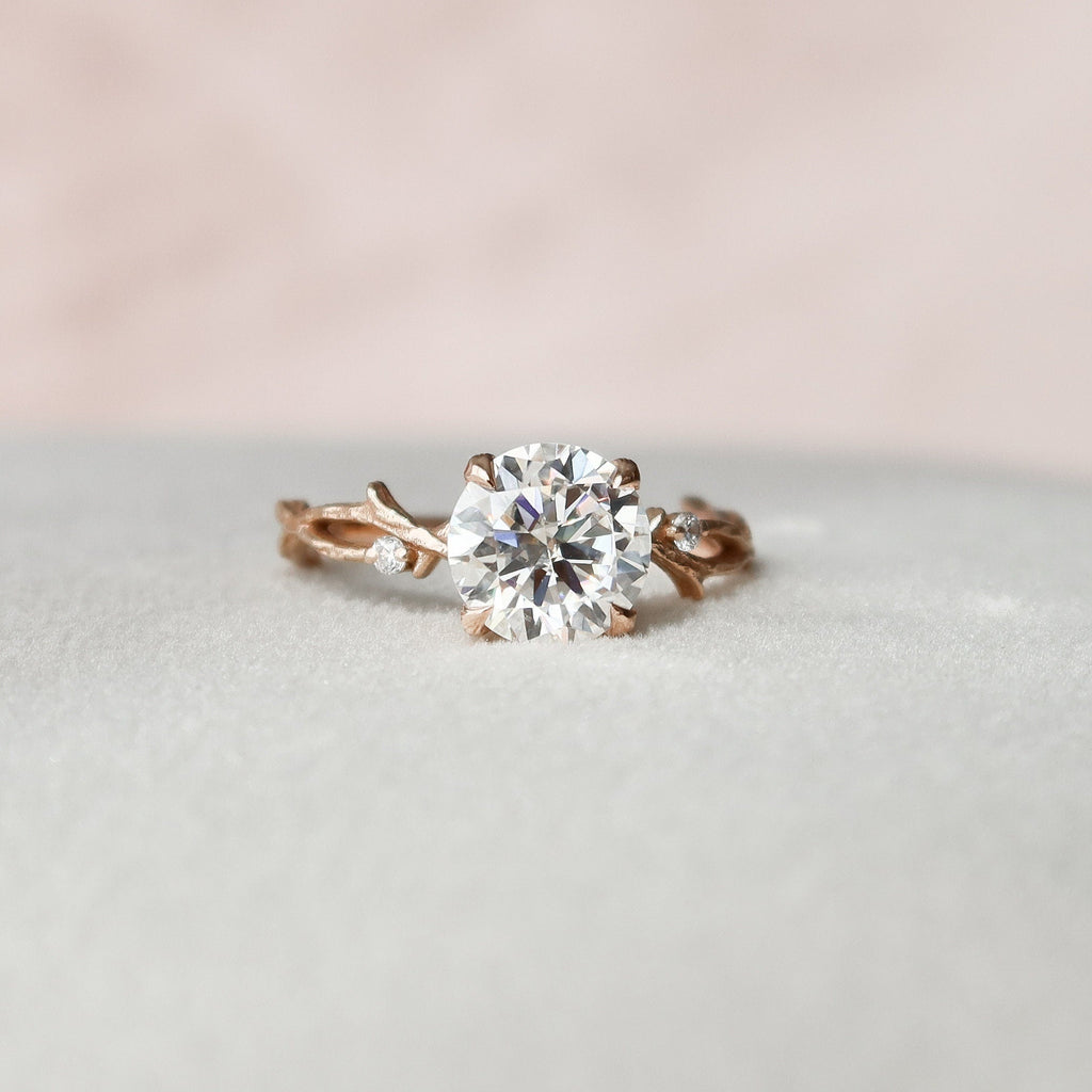 1.50 CT Round Cut Moissanite Nature Inspired Engagement Ring