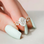 2.0CT Oval Cut Moissanite cluster Bridal Ring Set
